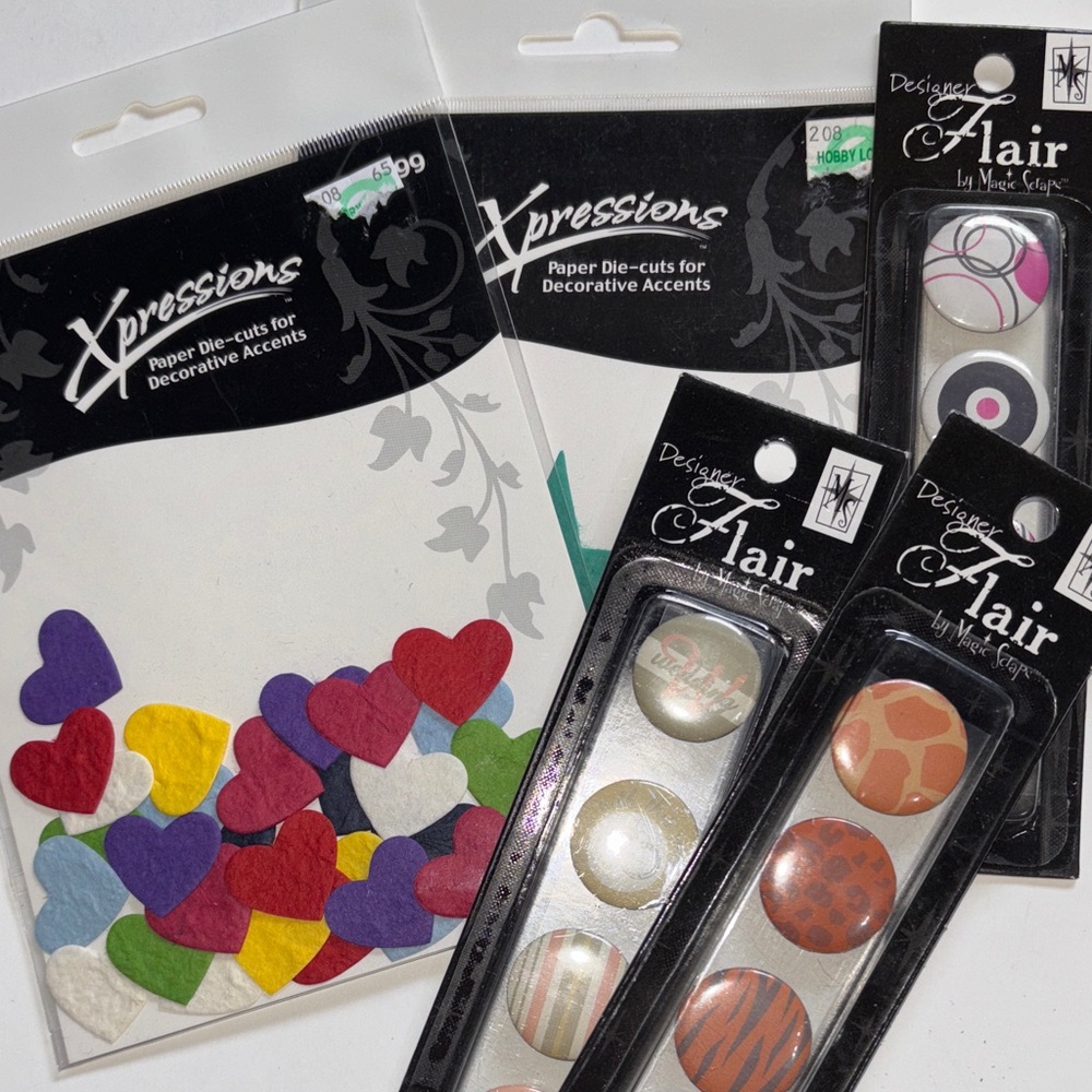 Xpressions paper die cut Heart StarsY2K Set Designer Flair self adhesive